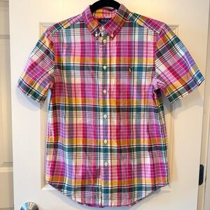 Polo Ralph Lauren Boys Plaid Button Down Shirt L 14–16 Preppy Spring